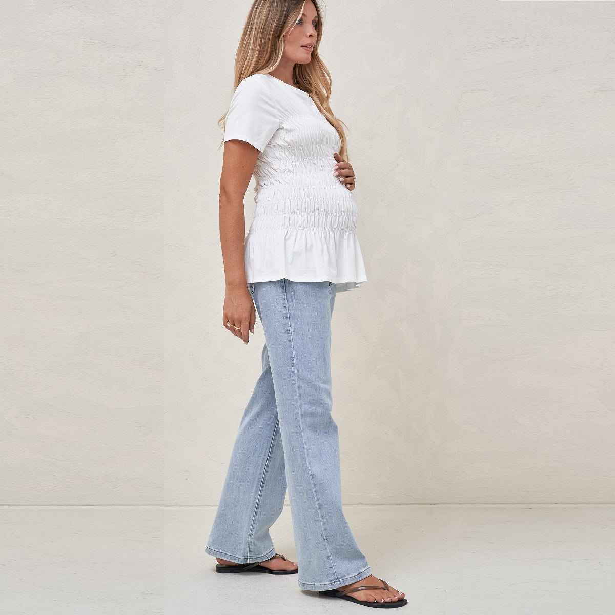 White Bring It In Gathered Tee
