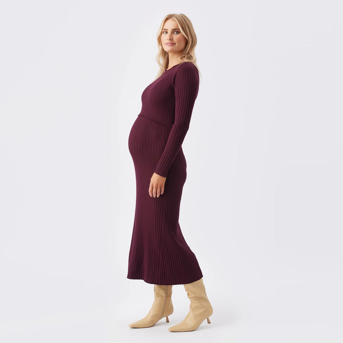Maroon Eden Knit Nursing Dress