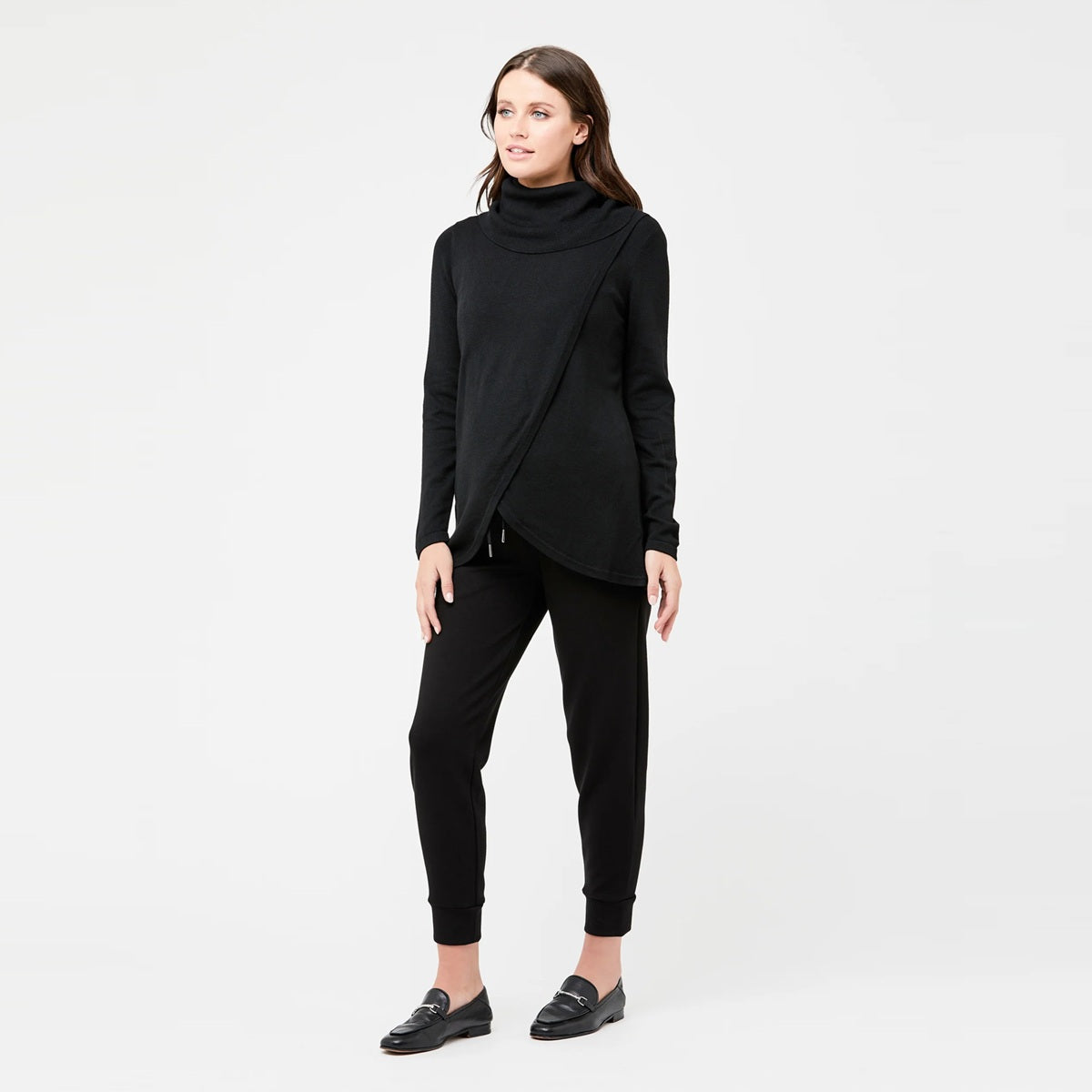 Black Cowl Neck Nursing Knit-