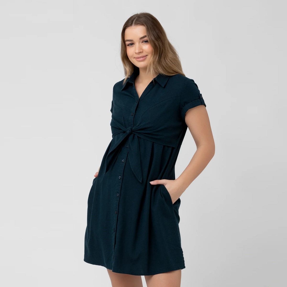 Biro Colette Tie Up Linen Dress