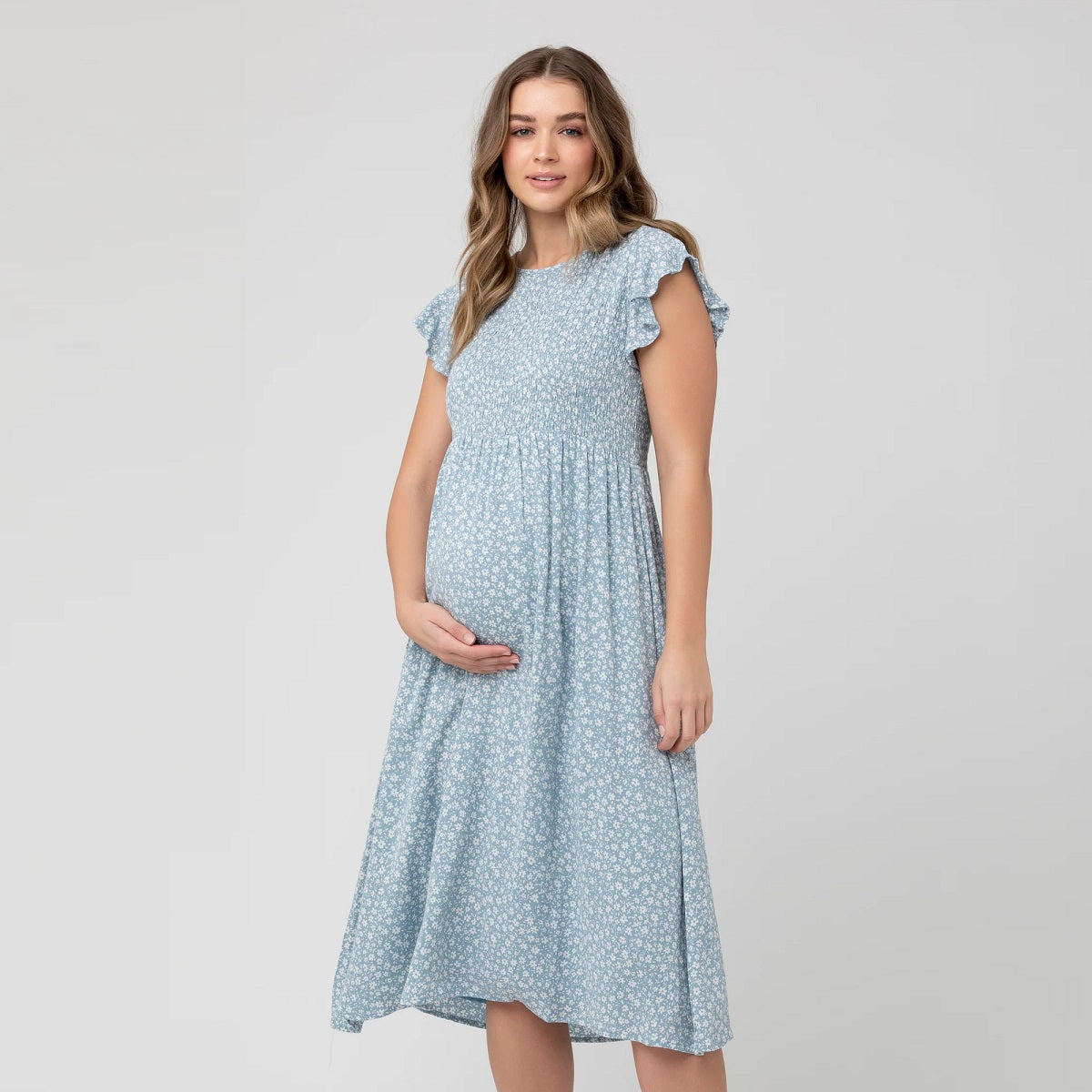 Petrol Ava Shirred Dress