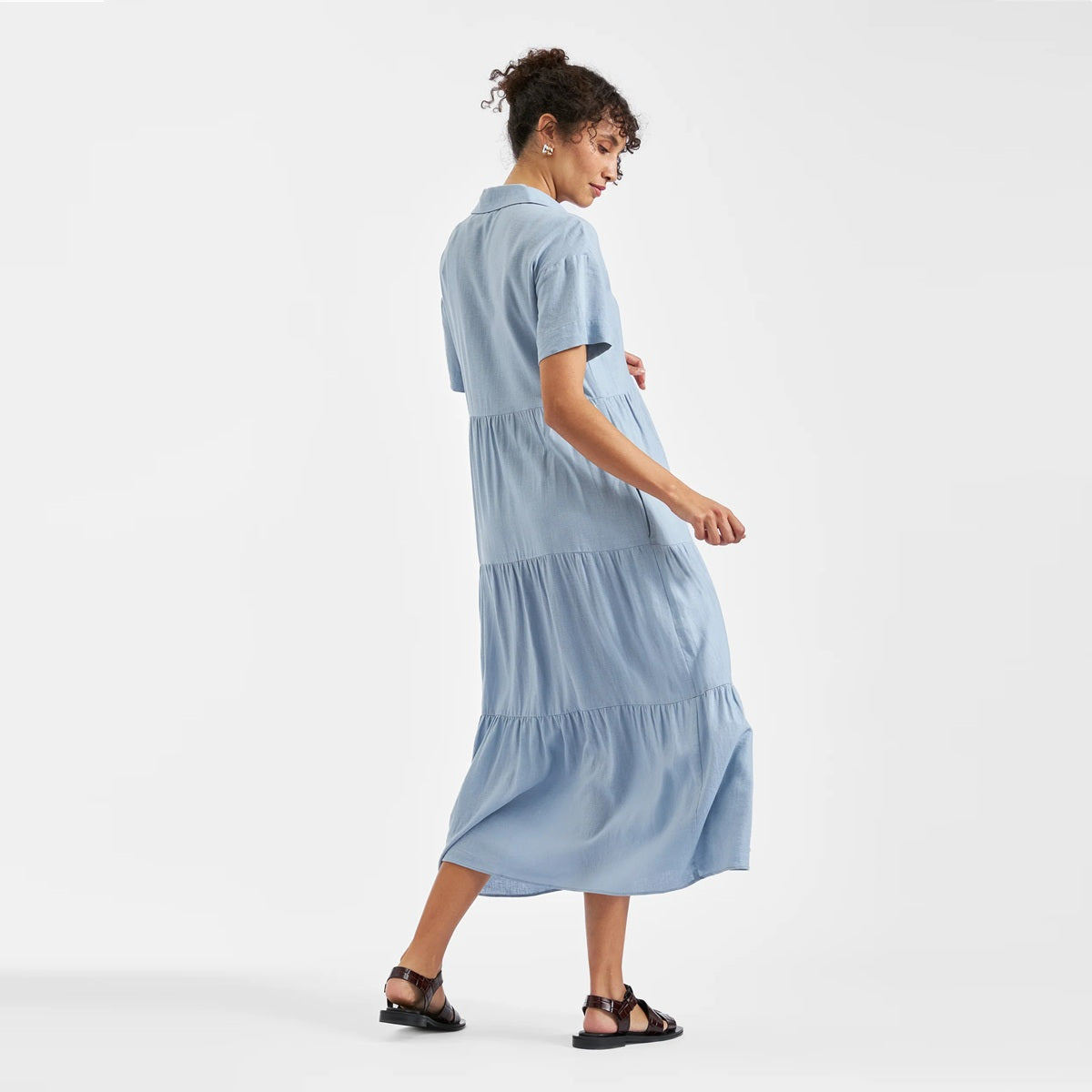 Pale Blue Macy Longline Linen Dress