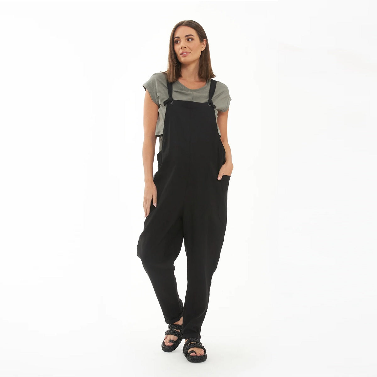 Black Poppy Linen Jumpsuit