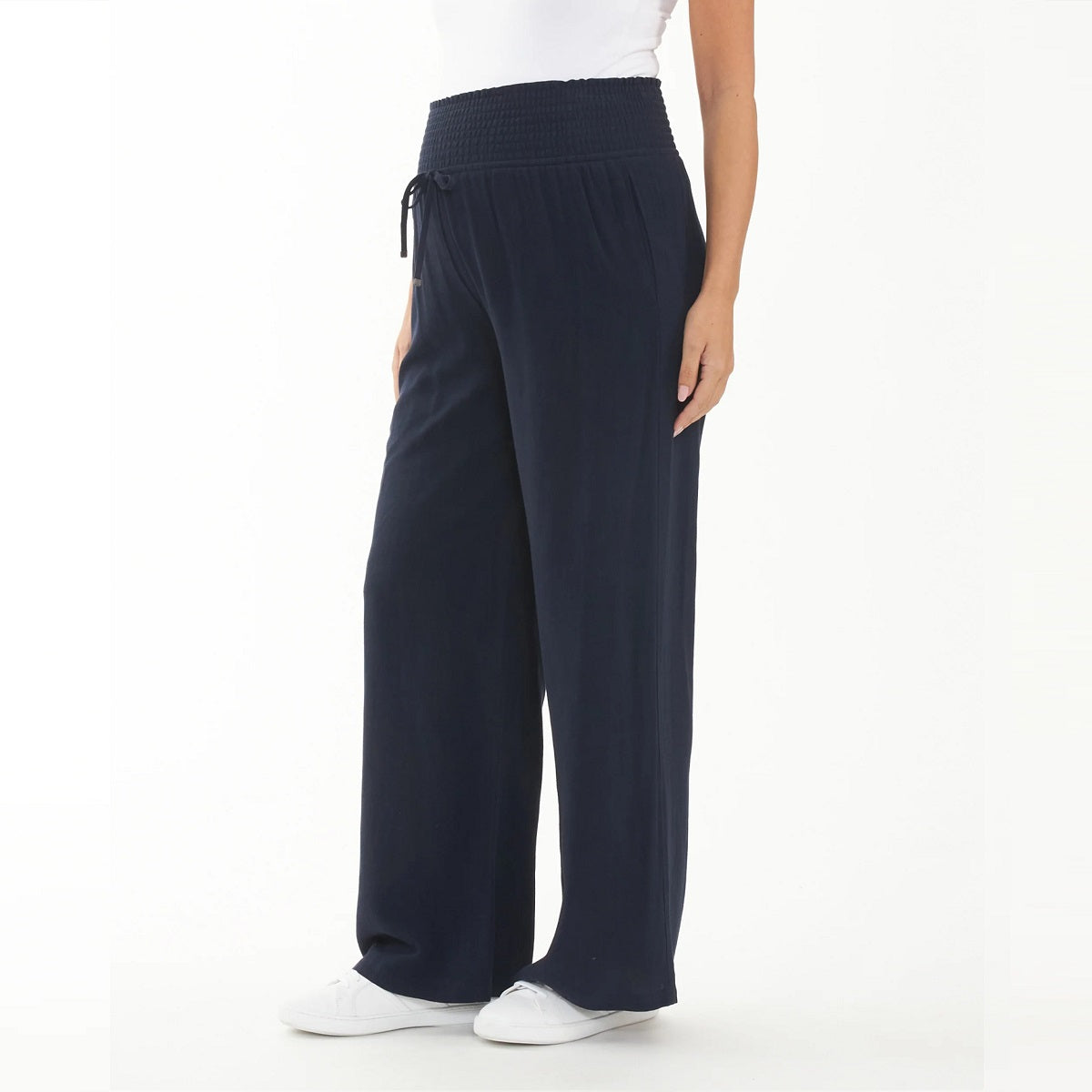 Navy Marlow Shirred Pant