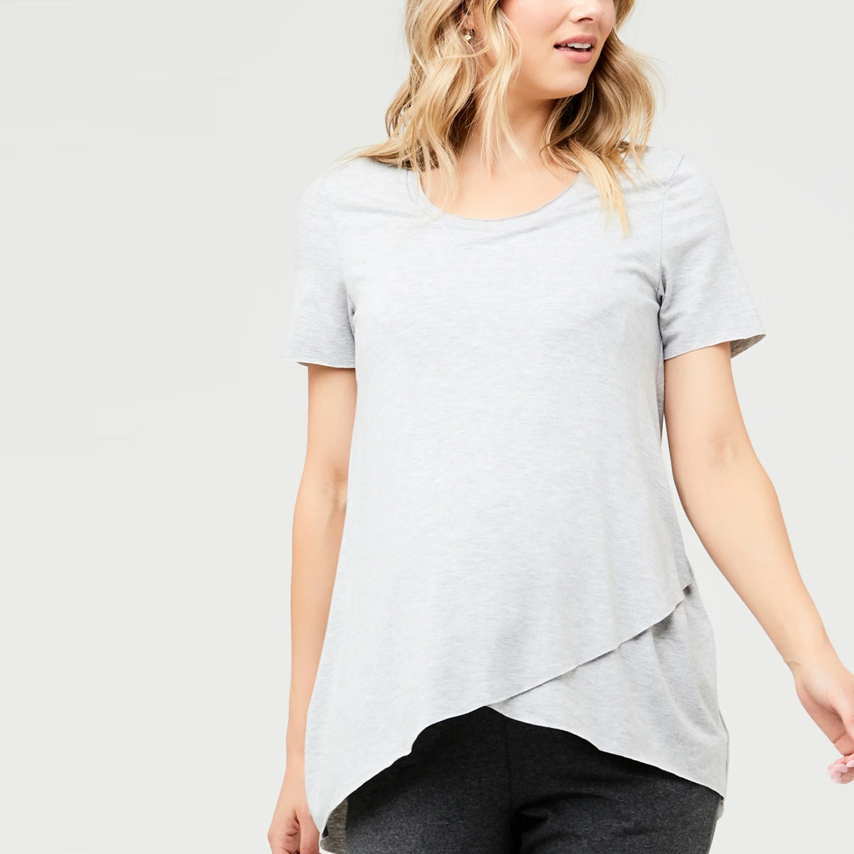 Silver Short Raw Edge Nursing Top