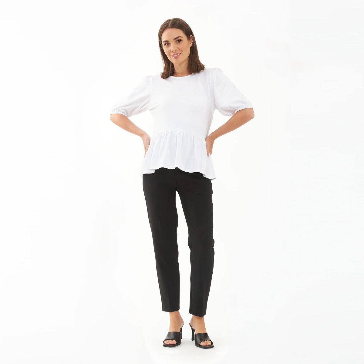 White Nadia Peplum Top