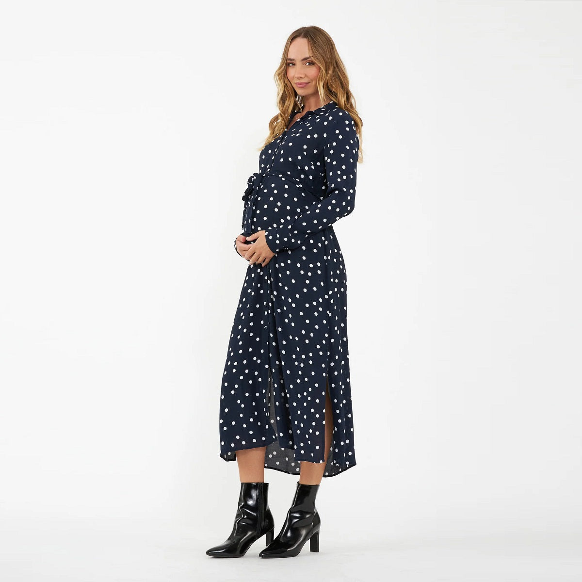 Navy Spot Shirt Dress