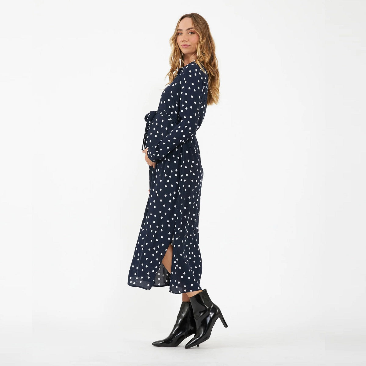 Navy Spot Shirt Dress