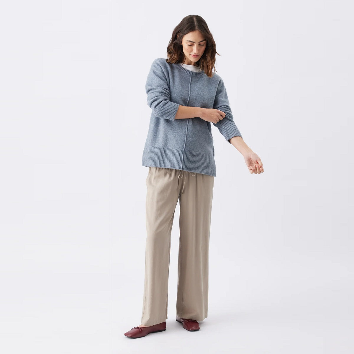 Taupe Wide Leg Tencel Pant
