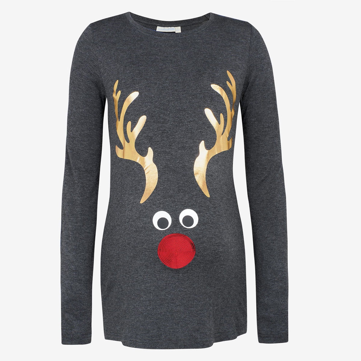 Grey Reindeer Christmas Top