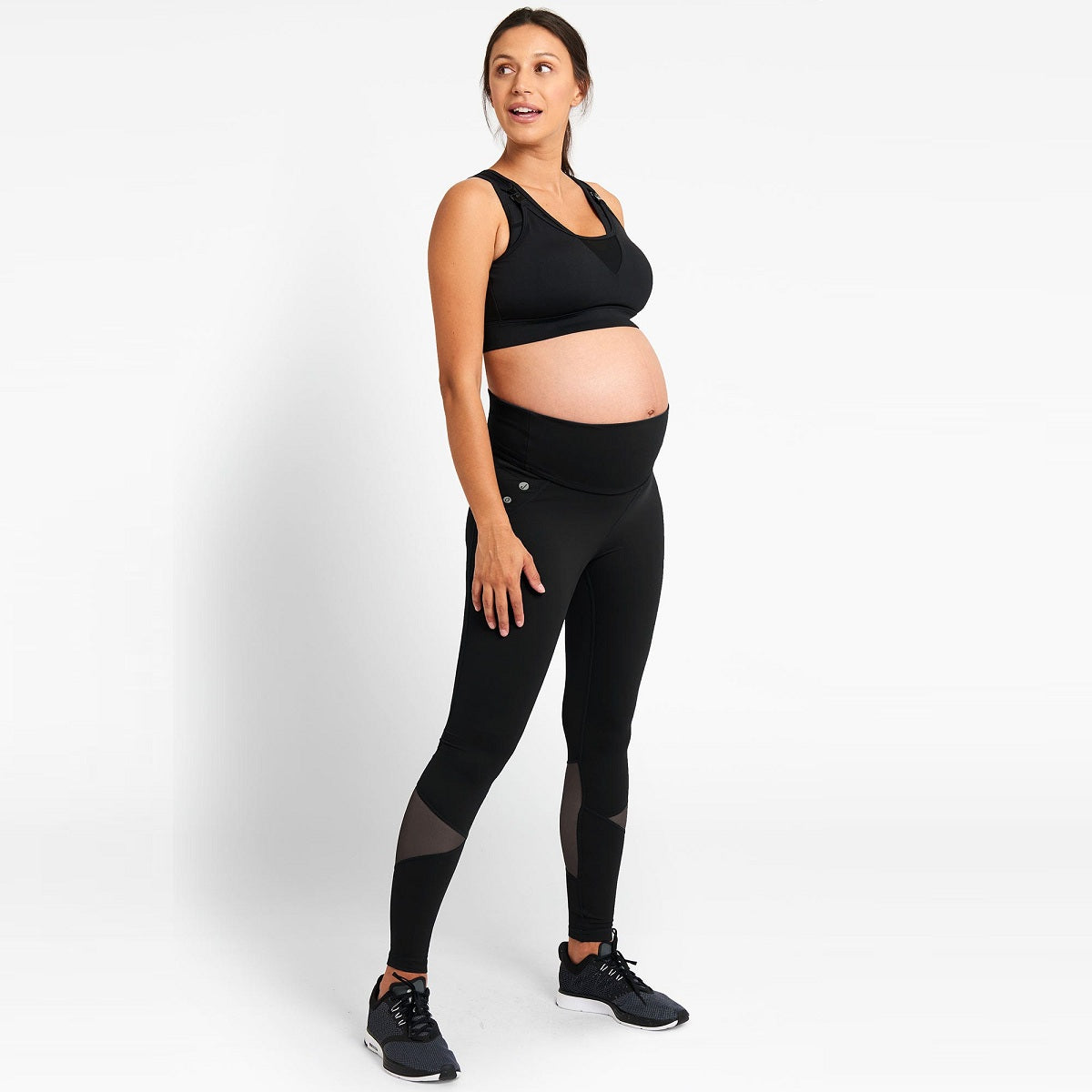 Black Mesh Panel Training Leggings