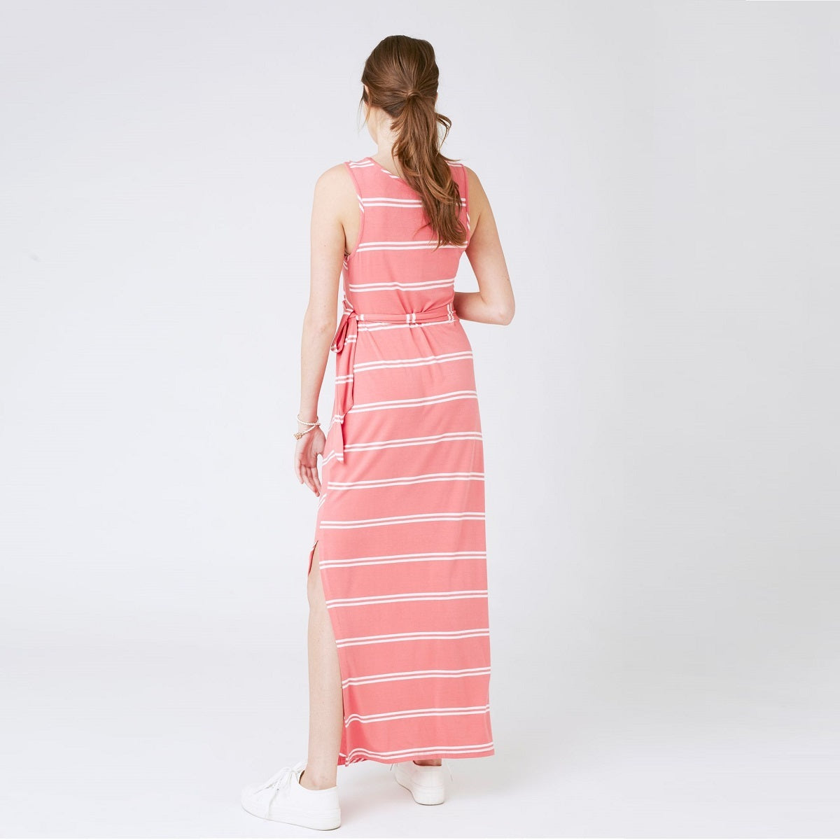 Baked Coral Side Tie Maxi Dress