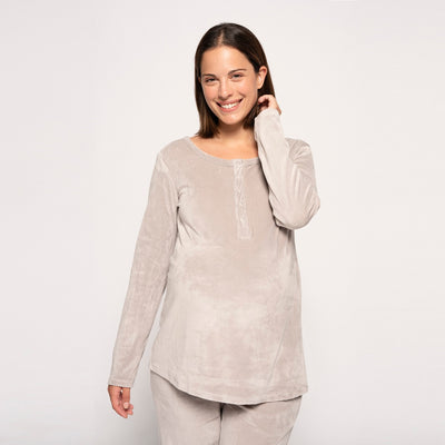 Grey Long sleeves Velor Pajama