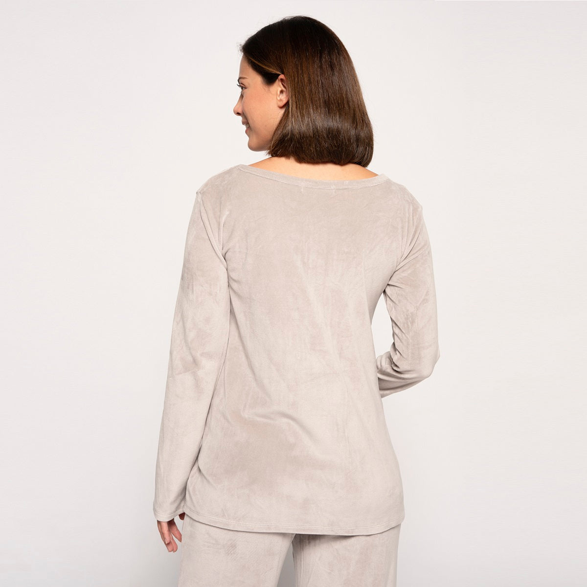 Grey Long sleeves Velor Pajama