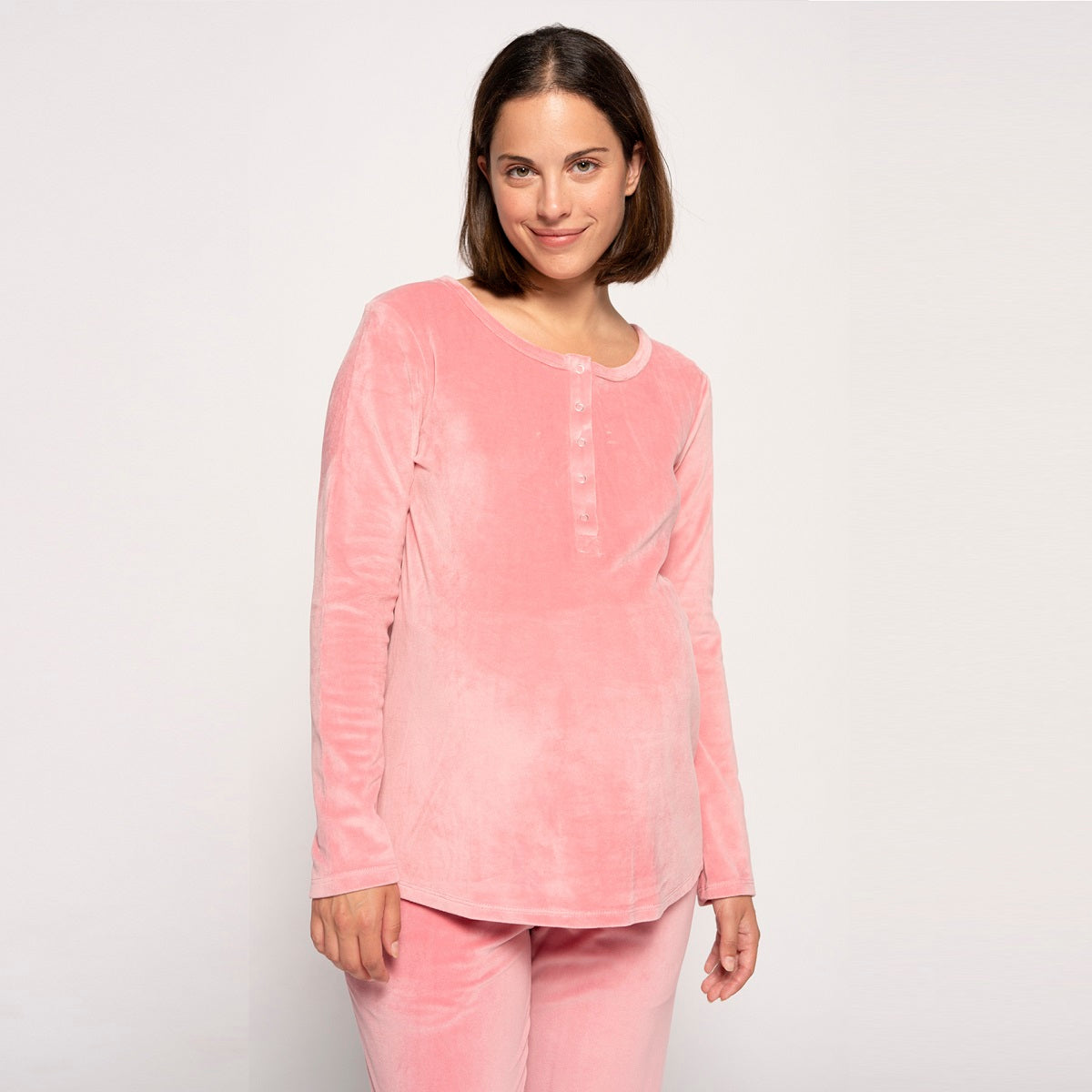 Pink Long sleeves Velor Pajama