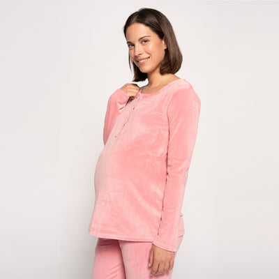 Pink Long sleeves Velor Pajama