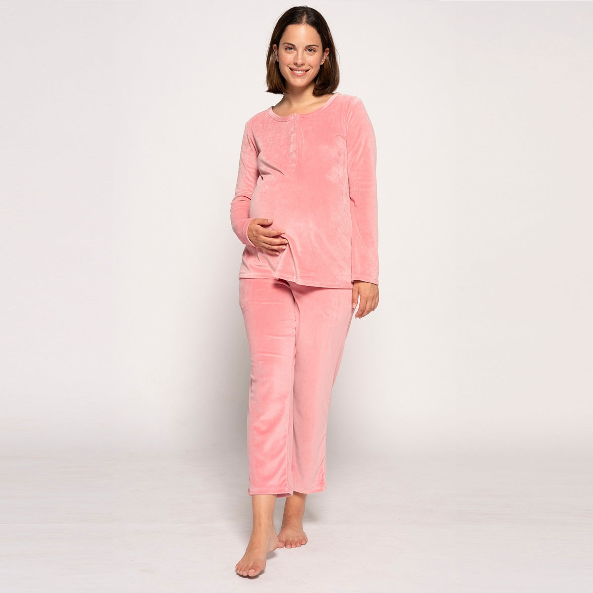 Pink Long sleeves Velor Pajama