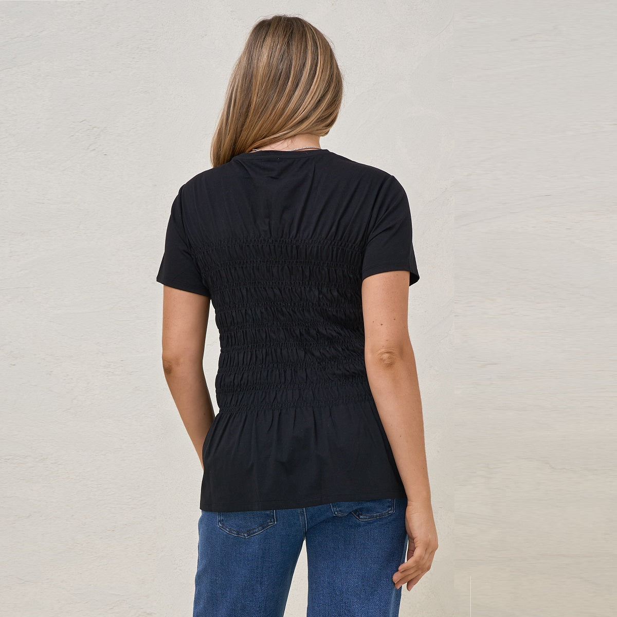 Black Bring It In Gathered Tee