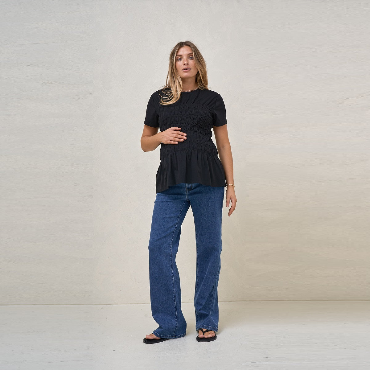 Black Bring It In Gathered Tee