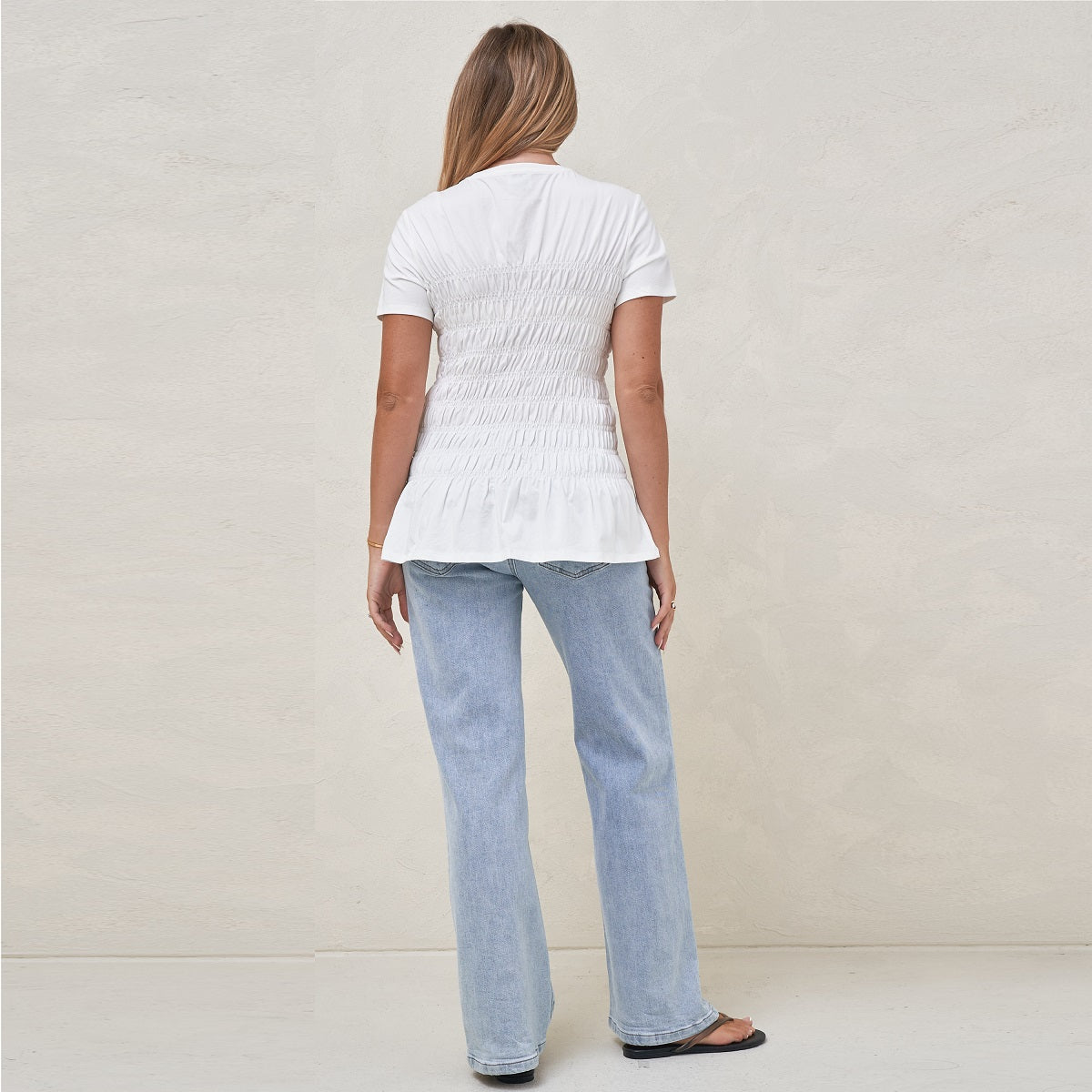White Bring It In Gathered Tee