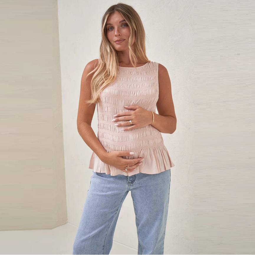 Pink Blurred Lines Gathered Top
