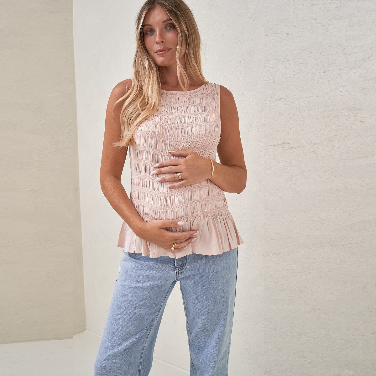 Pink Blurred Lines Gathered Top