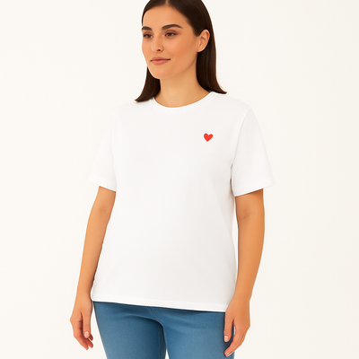 MamaHeart White Short Sleeve Tee