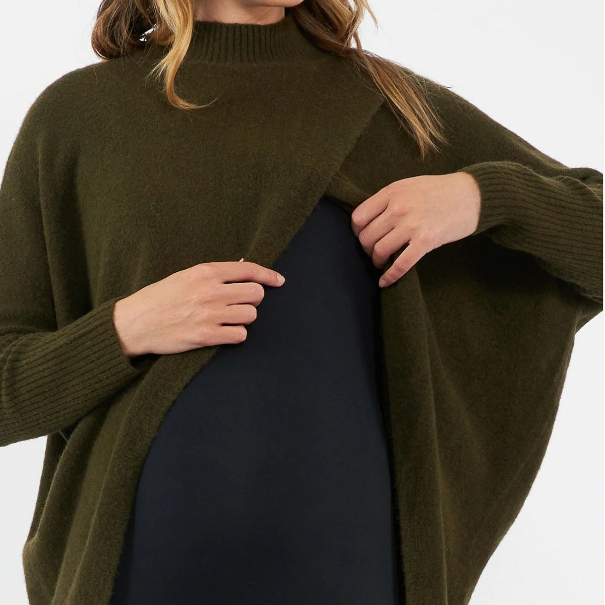 Khaki Hallie Cross Over Knit