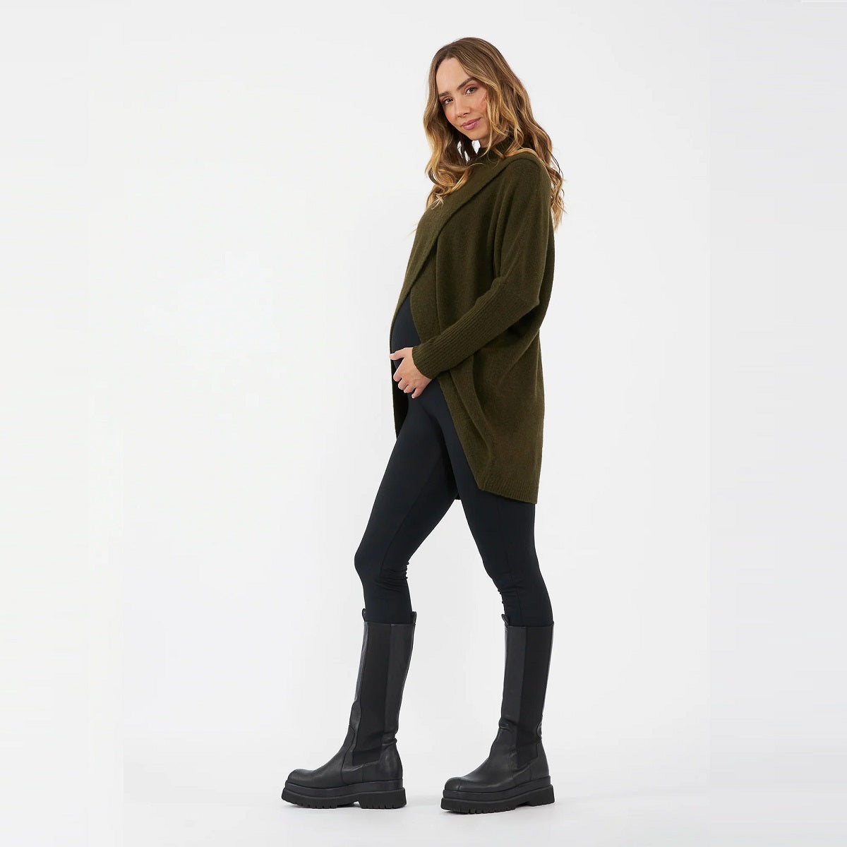 Khaki Hallie Cross Over Knit