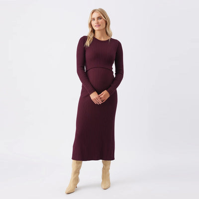 Maroon Eden Knit Nursing Dress