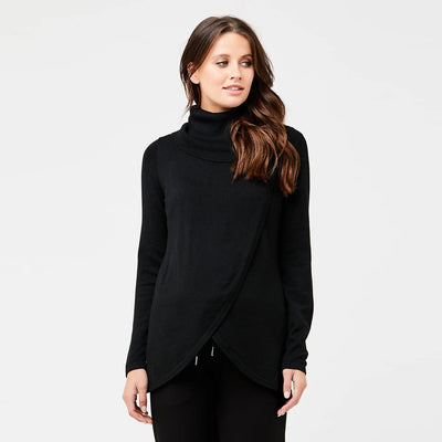 Black Cowl Neck Nursing Knit-