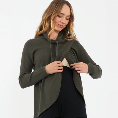 Khaki Cassie Cross Over Nursing Knit