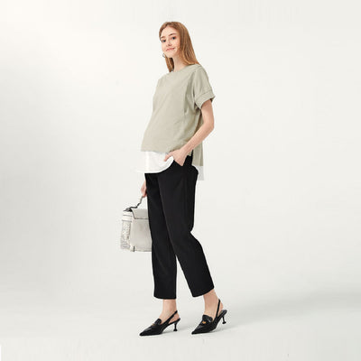 Black Cotton Maternity Slim Pants