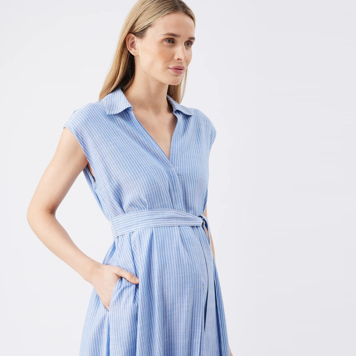 Blue Abby Stripe Shirt Dress