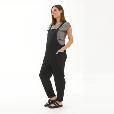 Black Poppy Linen Jumpsuit