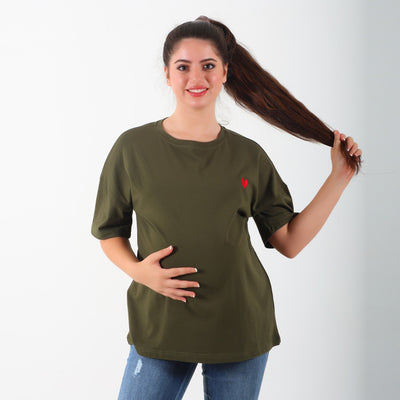 MamaHeart Olive Short Sleeve Tee