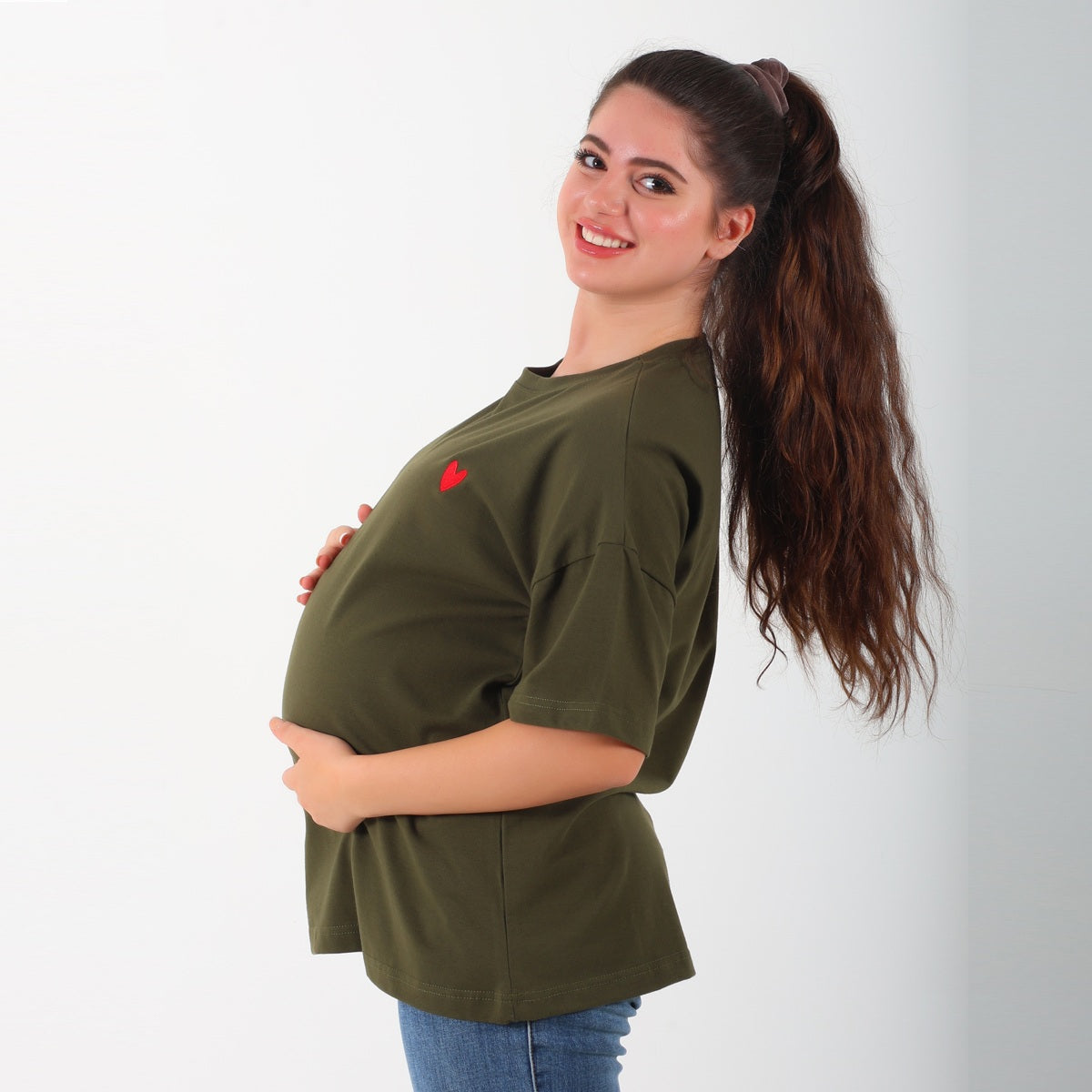 MamaHeart Olive Short Sleeve Tee