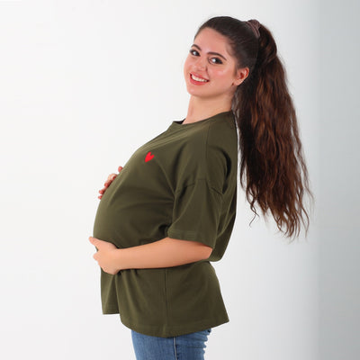 MamaHeart Olive Short Sleeve Tee