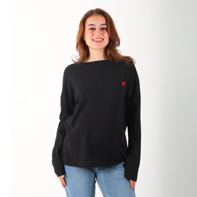 MamaHeart Black Long Sleeve Tee