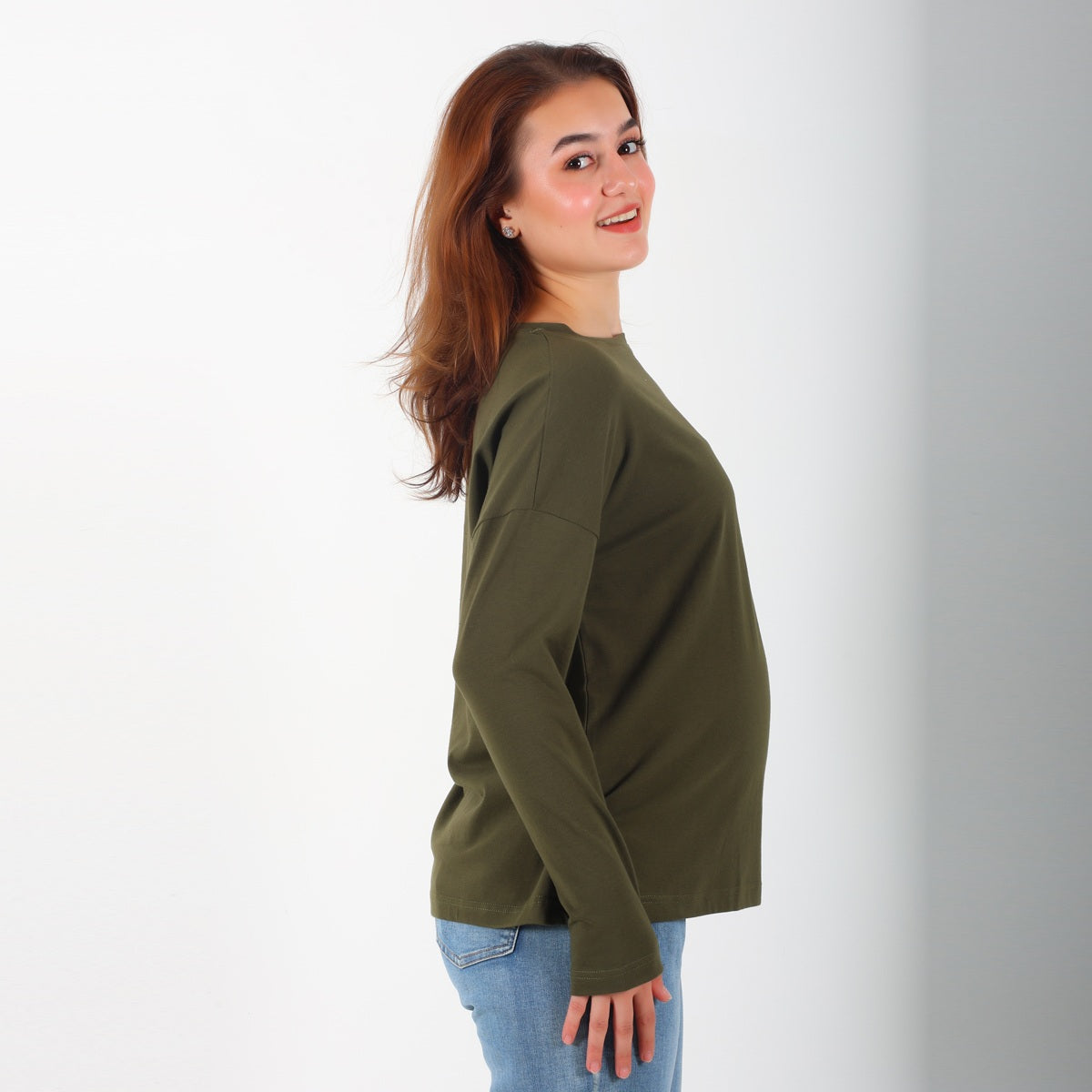 MamaHeart Olive Deep Long Sleeve Tee