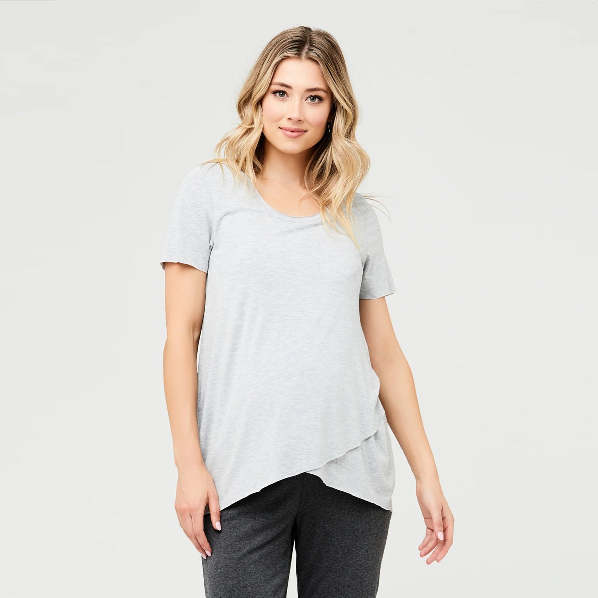 Silver Short Raw Edge Nursing Top