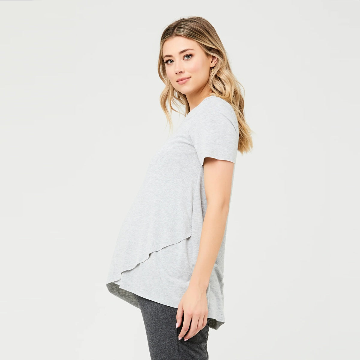 Silver Short Raw Edge Nursing Top