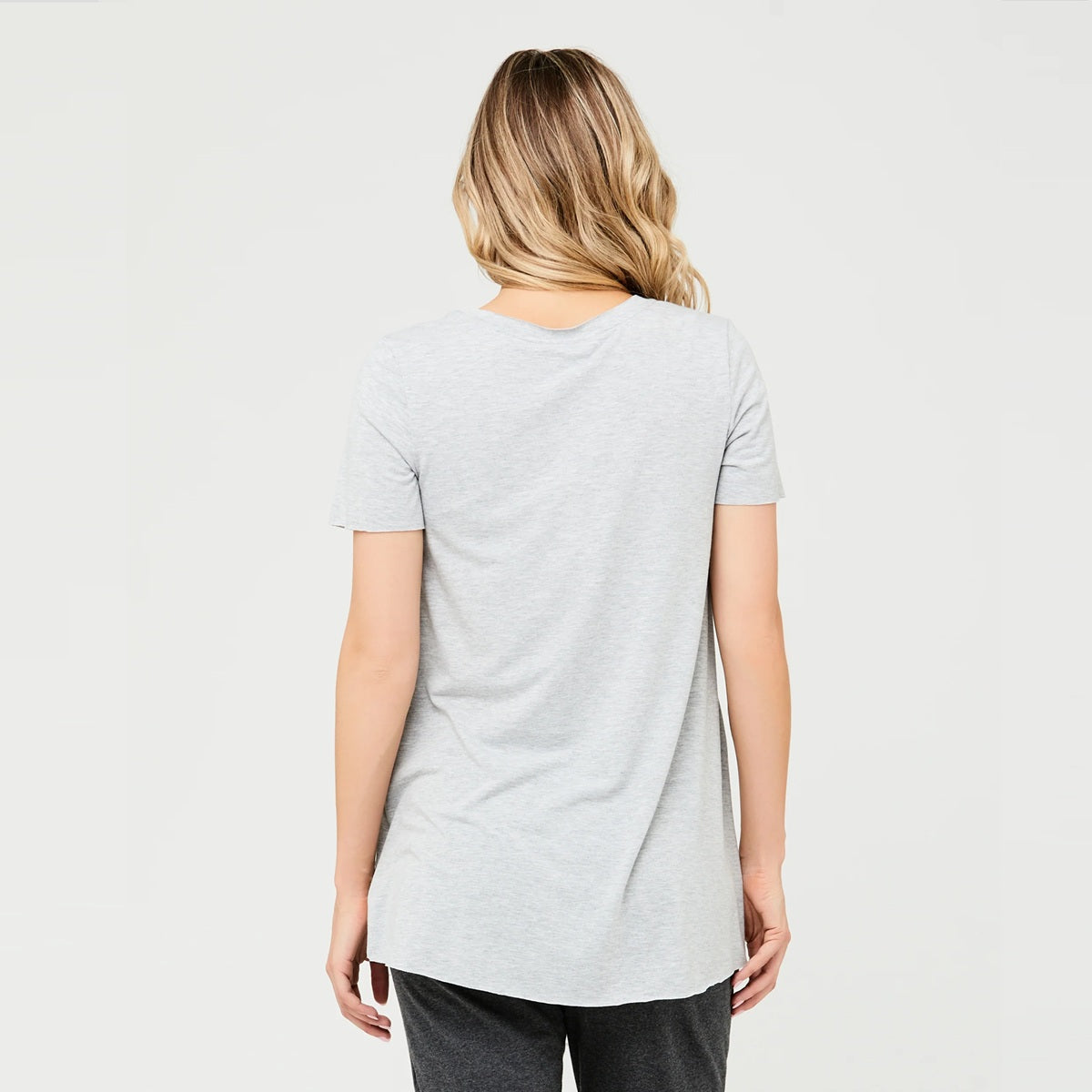 Silver Short Raw Edge Nursing Top
