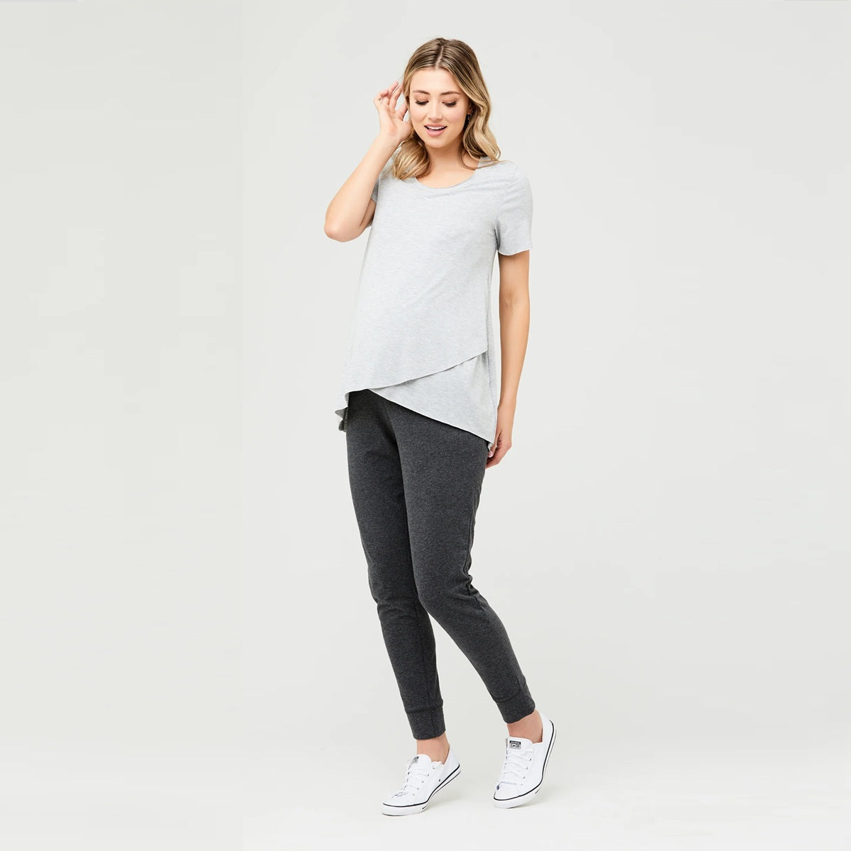 Silver Short Raw Edge Nursing Top