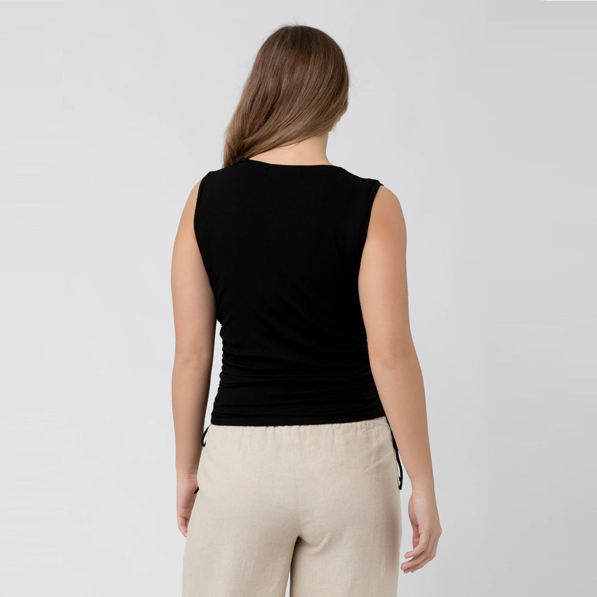 Black Jodie Ruched Rib Tank