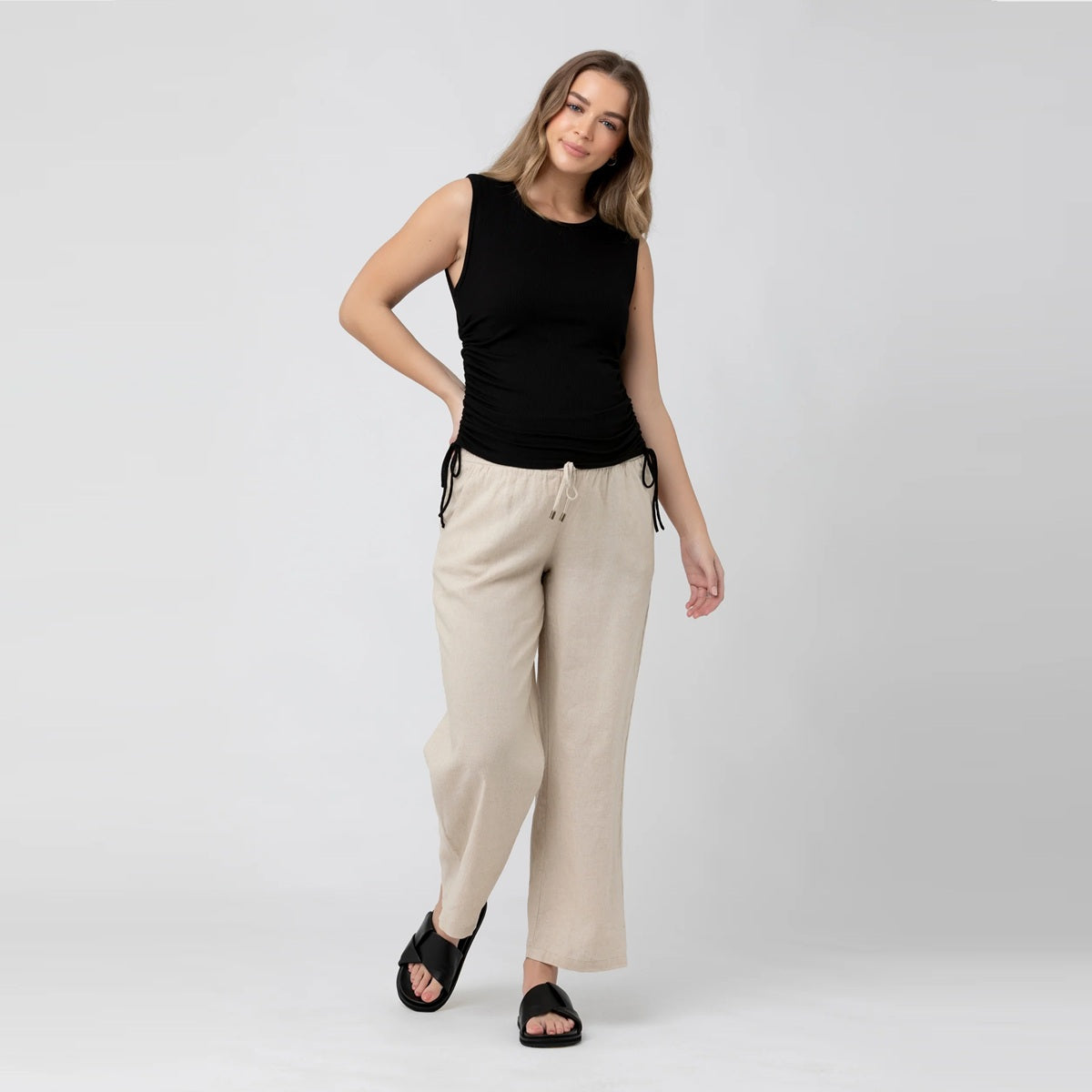 Black Jodie Ruched Rib Tank