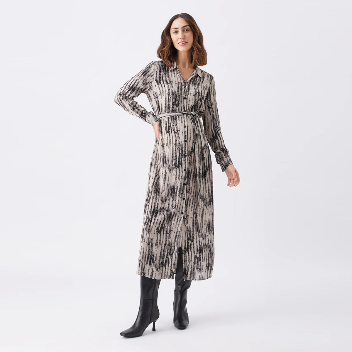 Natural Black Sylvia Shirt Dress
