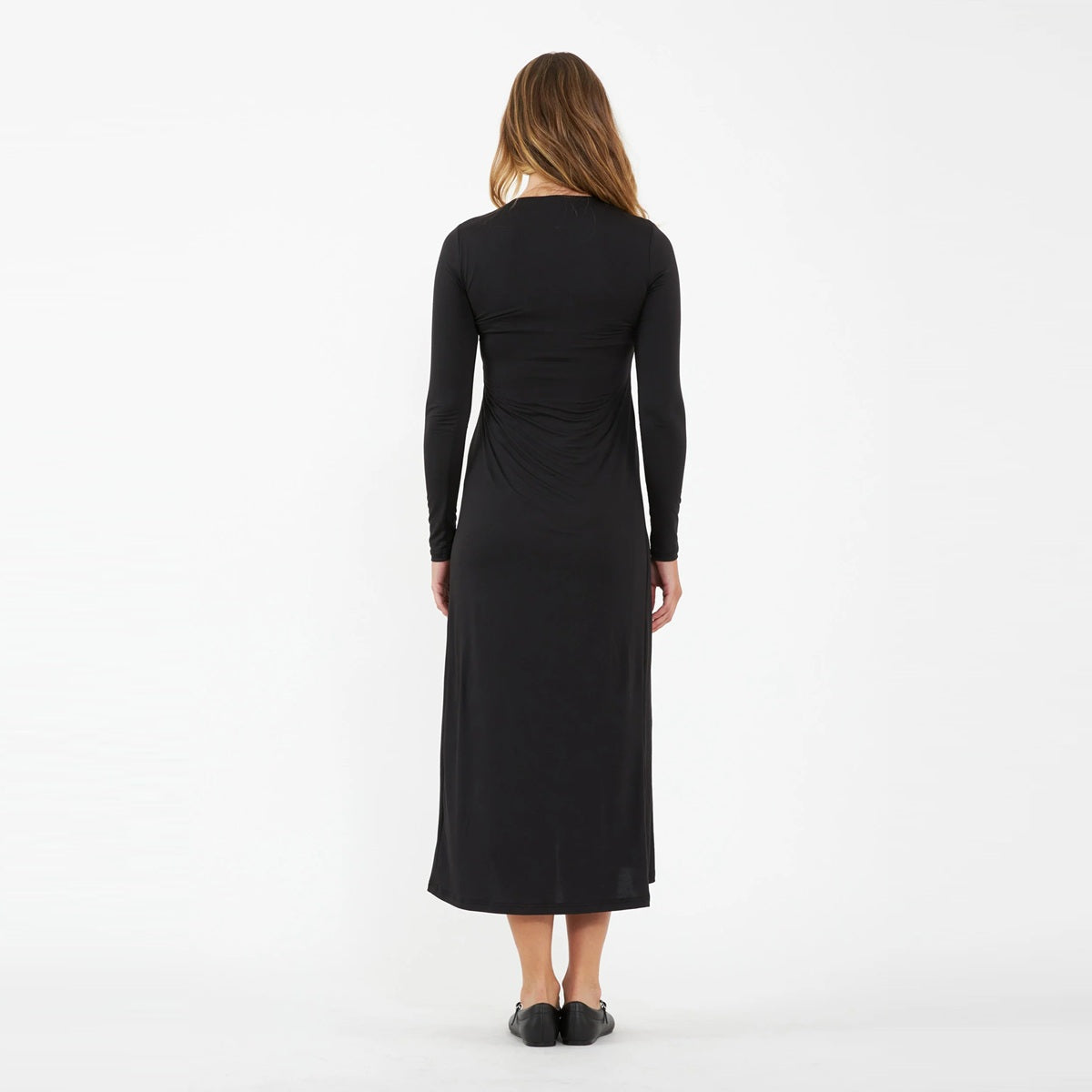 Black Luxe Knit A-Line Nursing Dress