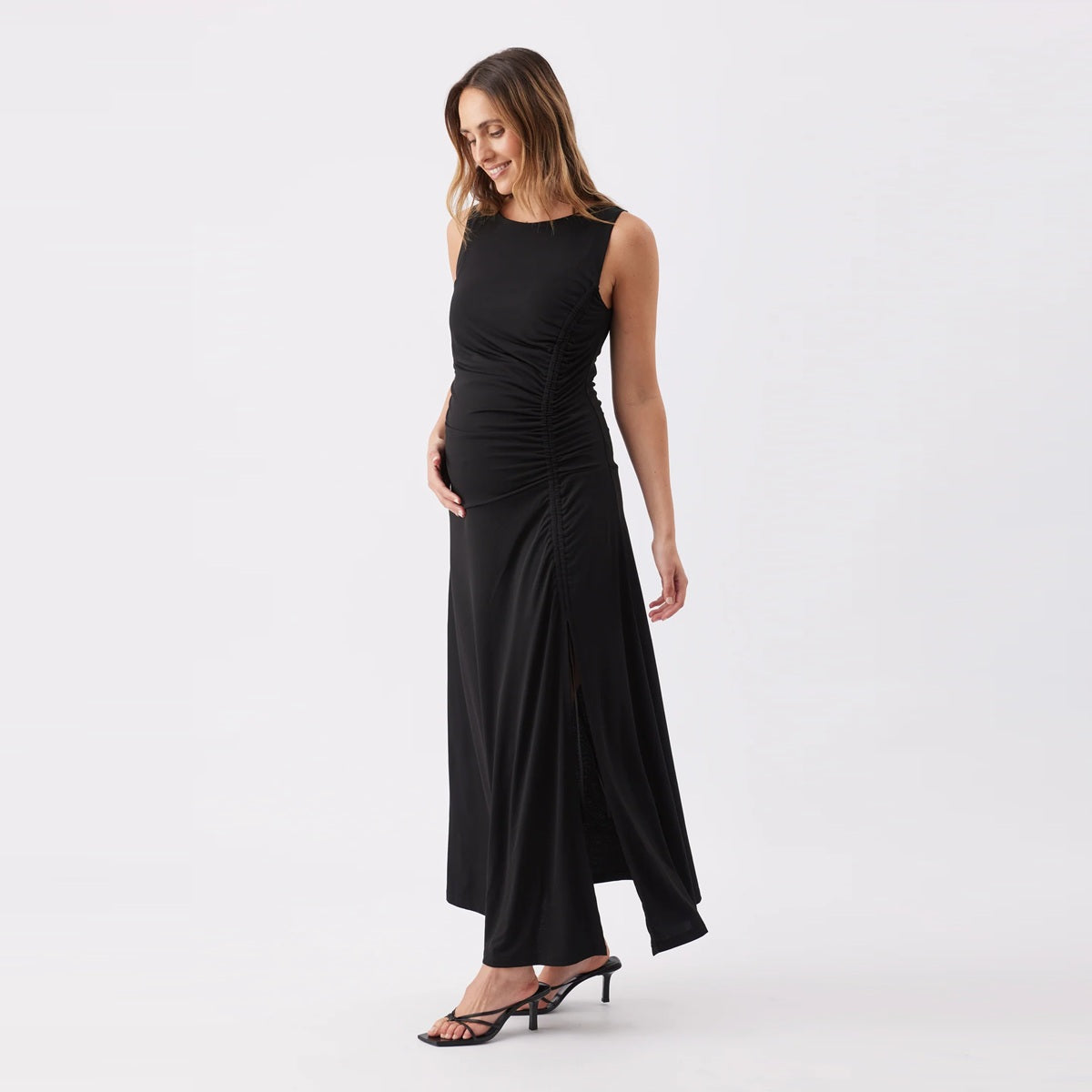 Black Erika Ruched Dress