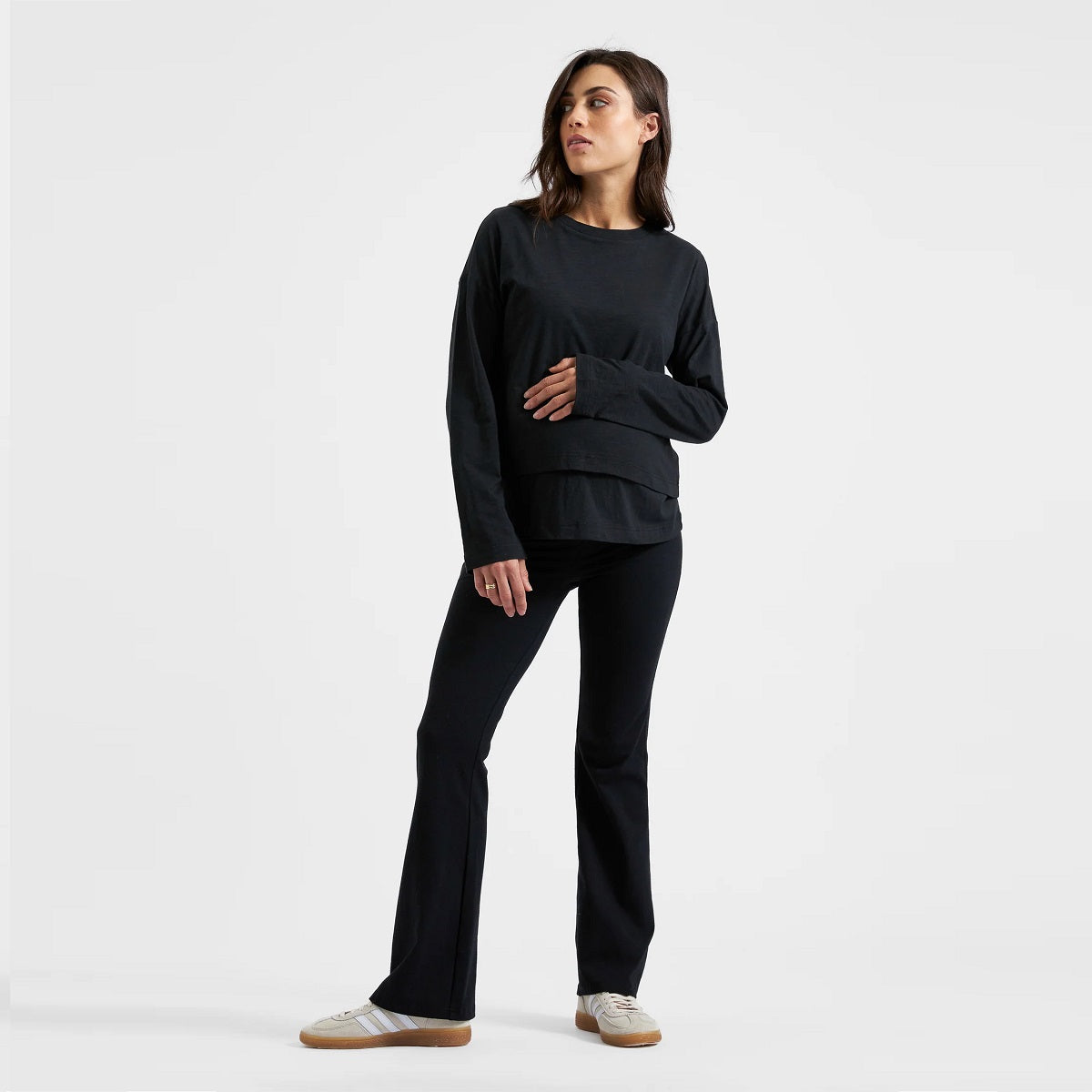 Black Organic Jersey Flare Pant